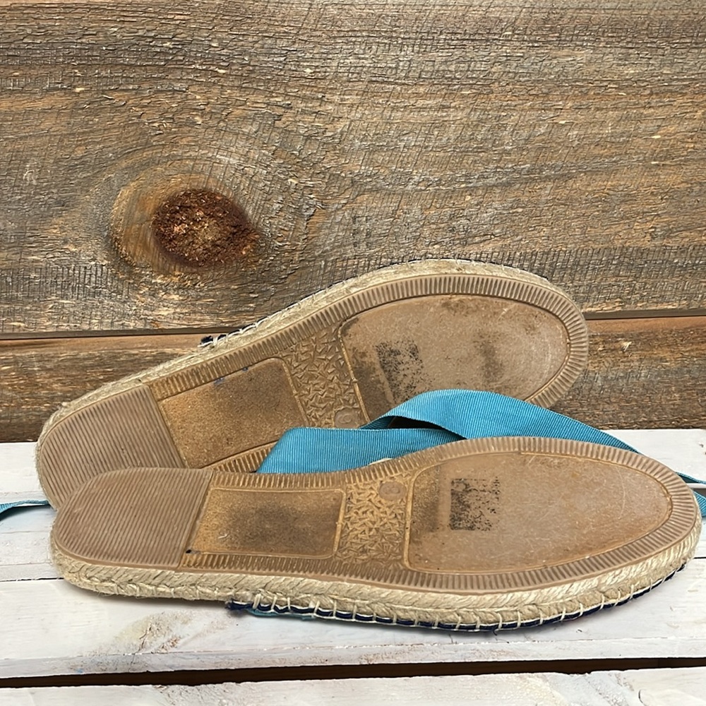 SAM EDELMAN Karolyn Beaded India Blue Lace-Up Espadrilles 9 - Picture 7 of 8